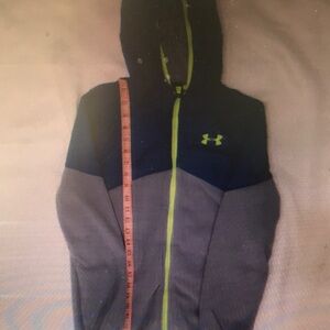 Under Armour Navy & Gray Hooded Zip Jacket with Lime Accents